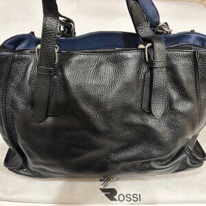 Brand New Large Roberta Rossi Black Pebble Leather Shoulder Bag Made in Italy